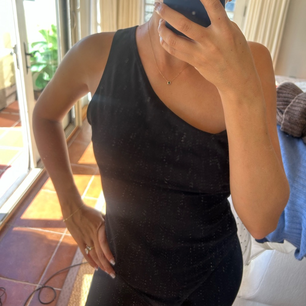Free People Black One-Shoulder Backless Bodysuit